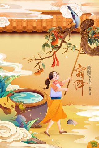 霜降节气传统活动海报