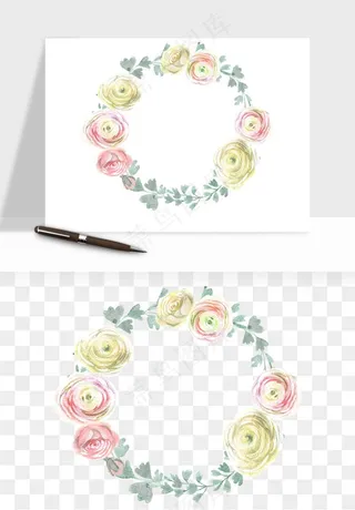 手绘花环边框浪漫png免抠