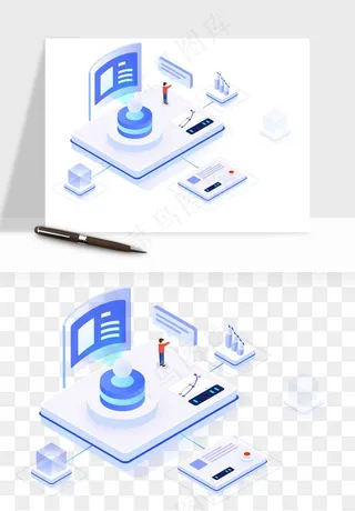 立体2.5d科技商务png免抠
