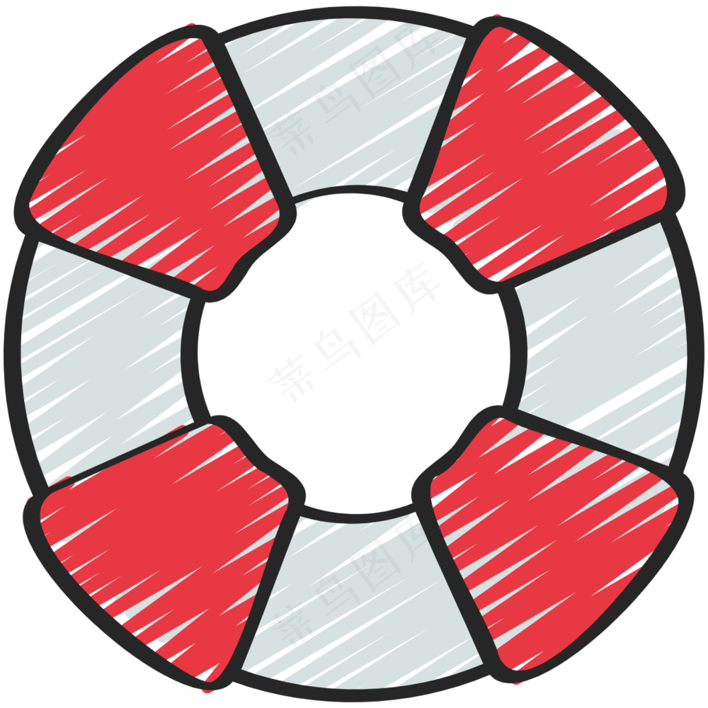 红色游泳圈 救生圈 铅笔手绘图标 icon