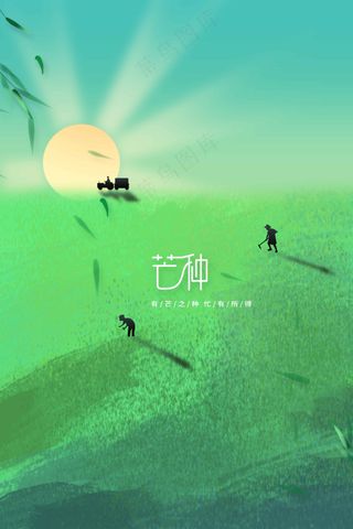 绿色简约芒种节气海报