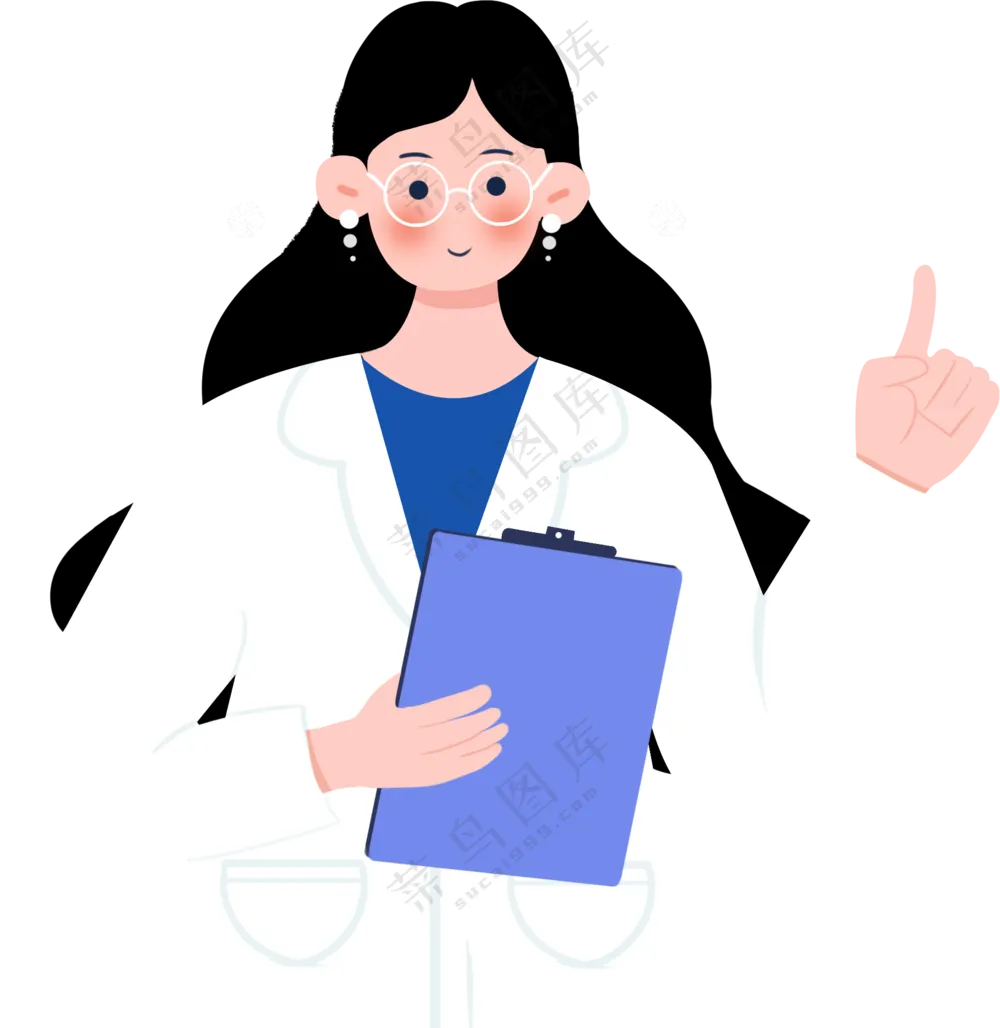 黑发飘飘医生人物扁平插画