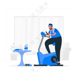 跑步机上跑步健身的卡通素材