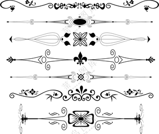 黑白图案装饰用分隔线免抠图片素材