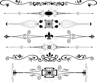 黑白图案装饰用分隔线免抠图片素材