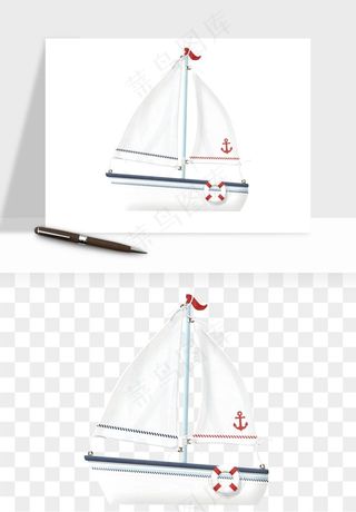 手绘航行帆船png免抠