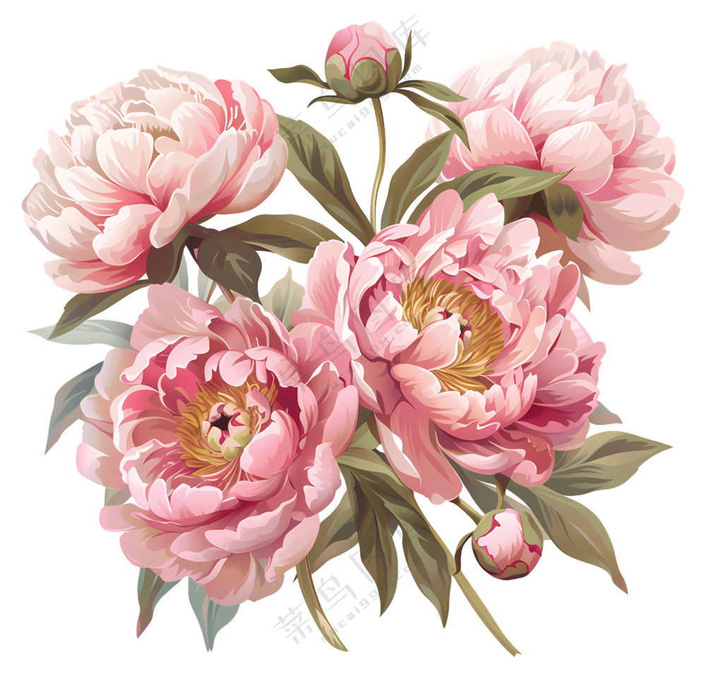 盛开的粉色牡丹花