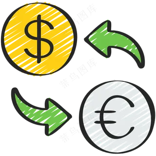 外汇转换 换钱 铅笔手绘图标icon