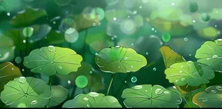 秋天插画风景处暑背景