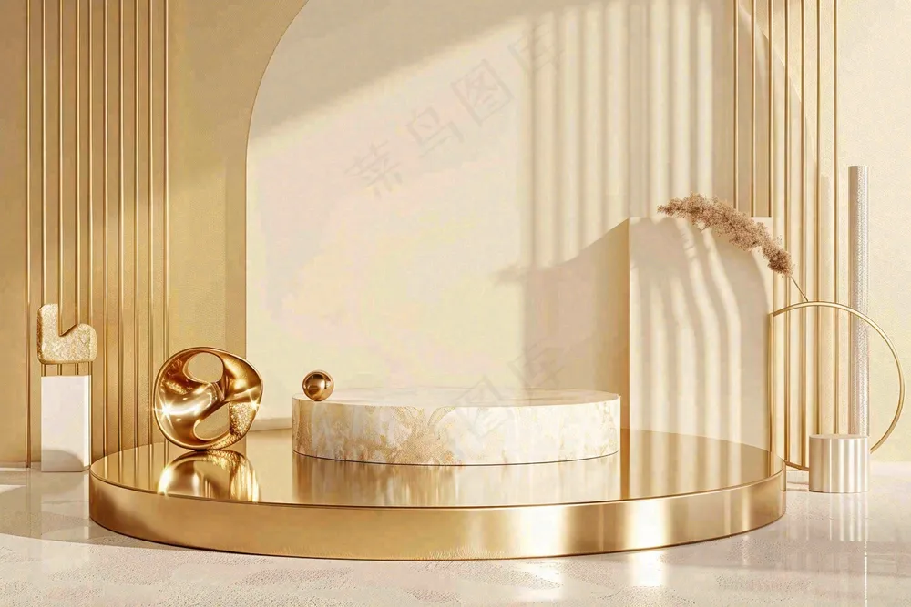 美妆护肤3d展台清新背景