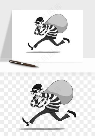 卡通小偷黑客png免抠