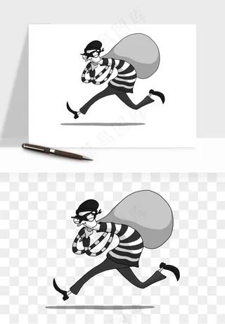 卡通小偷黑客png免抠