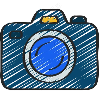 照相机 摄影 铅笔手绘图标icon