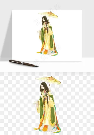 古风美人女子背影png免抠