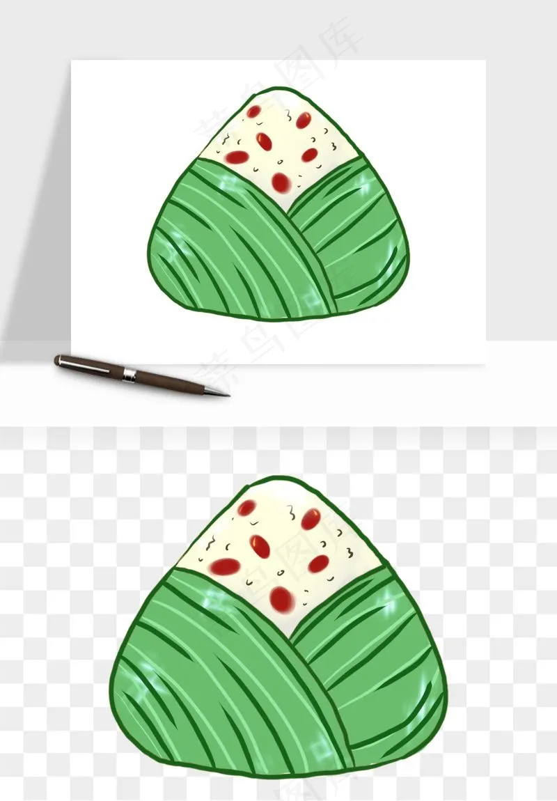 国潮粽子手绘肉粽png免抠