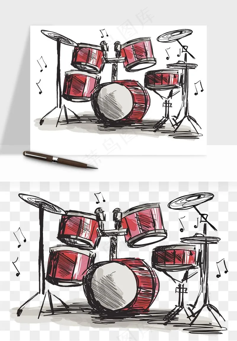 摇滚架子鼓乐器png免抠