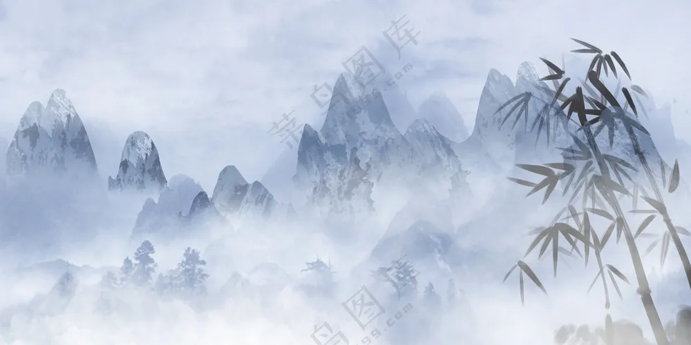 山水风景水墨画素材