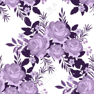 手绘效果紫色花朵藤蔓免抠图片素材