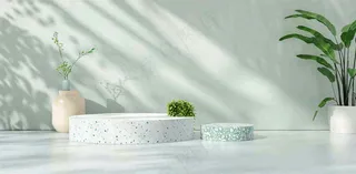 美妆护肤3d展台清新背景