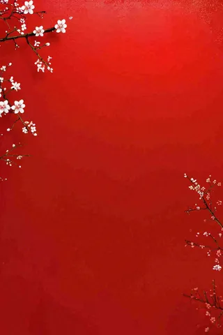 红色墙背景梅花红花鸟情人节七夕小年新年除夕背景