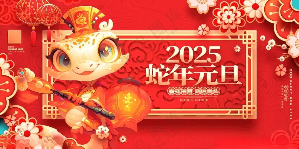 2025新年展板2025年背景广告设计海报