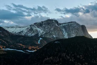 雪顶秋林光影画