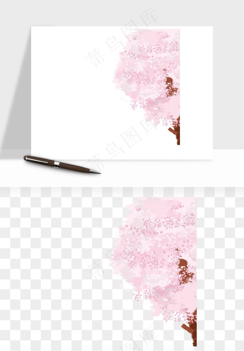 手绘浪漫花树桃花树png免抠
