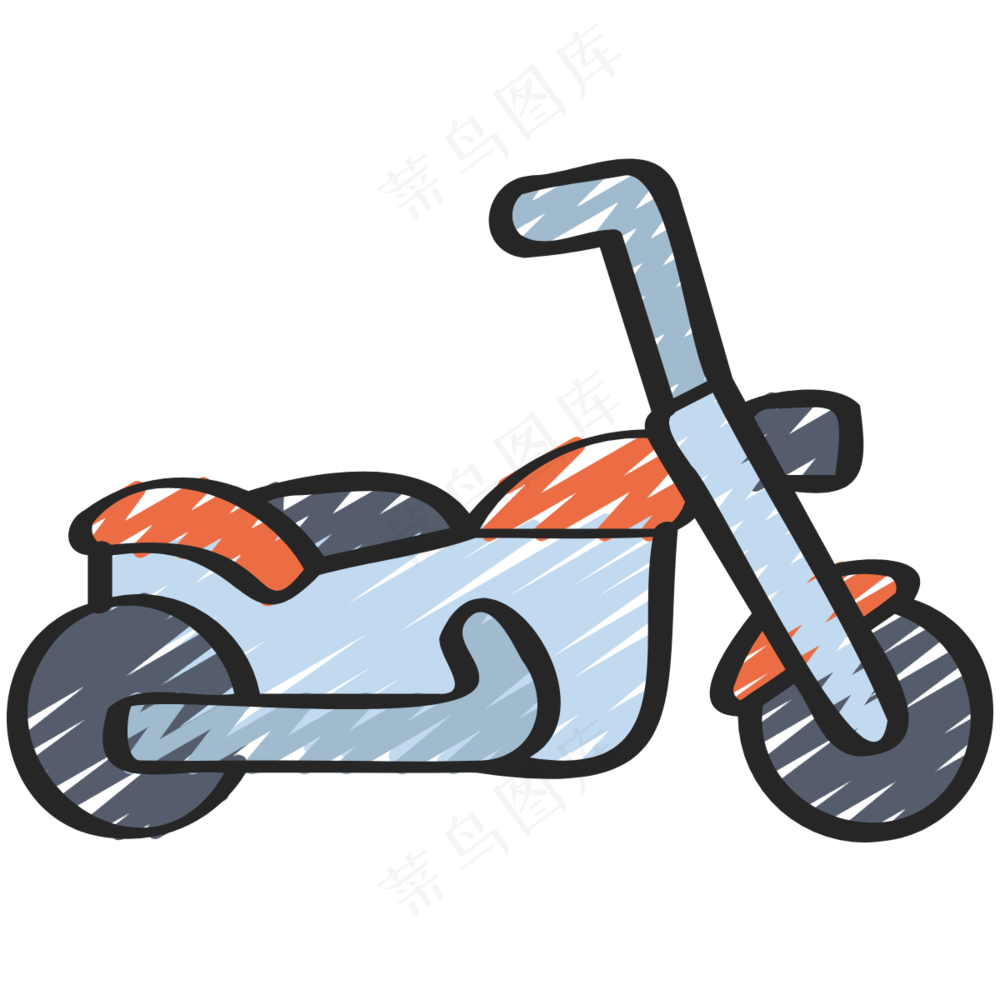  老式摩托机车 铅笔手绘图标icon