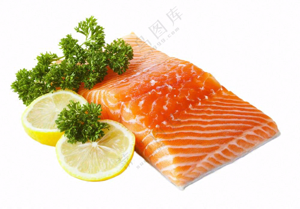 生鲜三文鱼刺身柠檬摄影图免抠