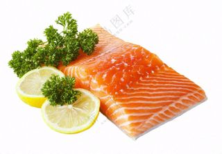 生鲜三文鱼刺身柠檬摄影图免抠