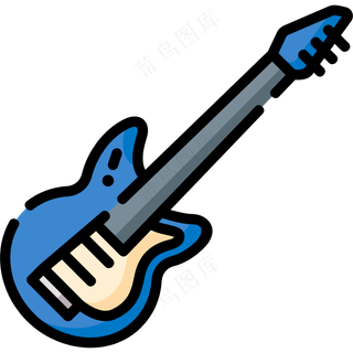 电吉他 西洋乐器 线性彩色图标