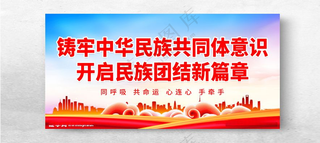 铸牢中华民族共同体意识宣传展板设计海报