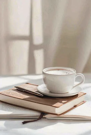 书本课本上的咖啡饮料教师节唯美摄影图