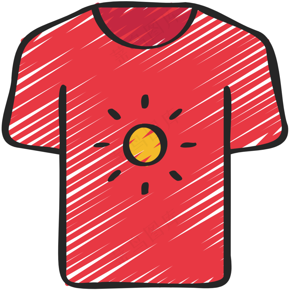 红色Tshirt 铅笔手绘图标 icon