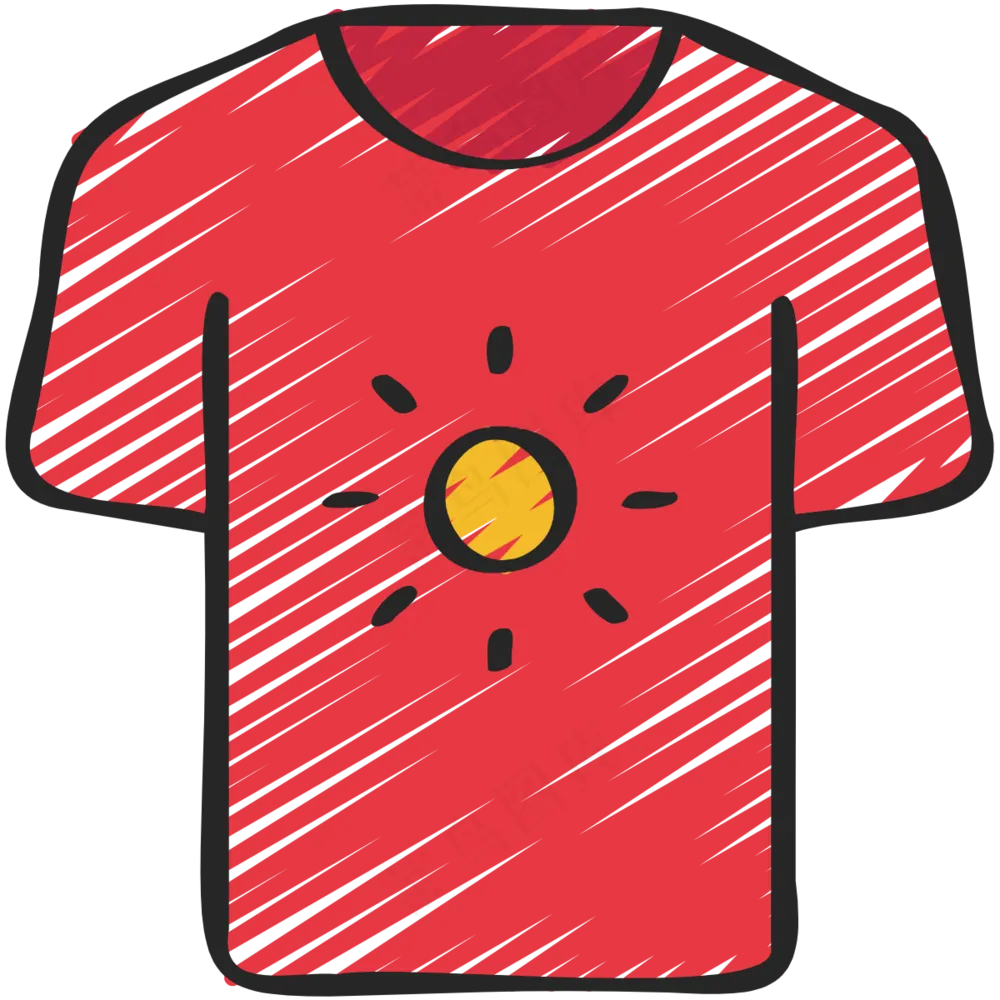 红色Tshirt 铅笔手绘图标 icon