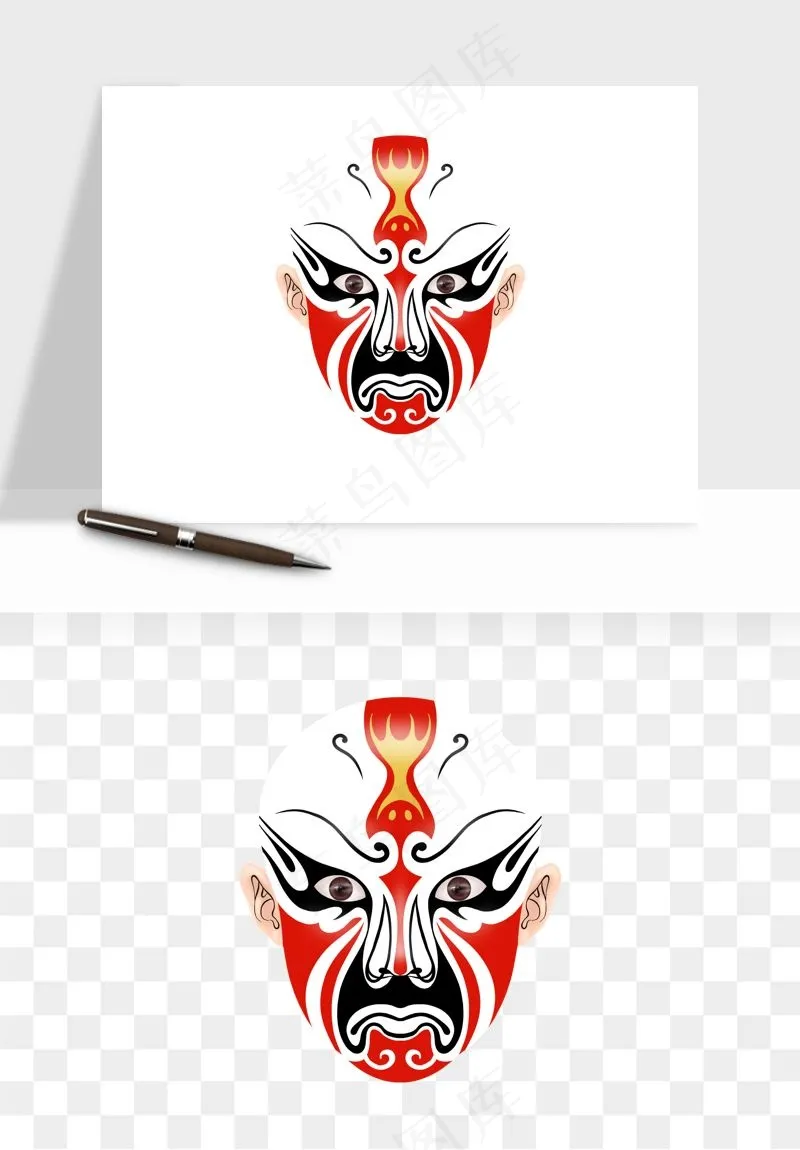 手绘戏剧脸谱卡通面具png免抠