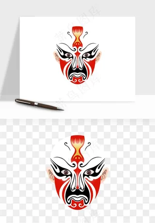 手绘戏剧脸谱卡通面具png免抠