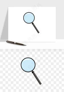 手绘放大镜镜片png免抠