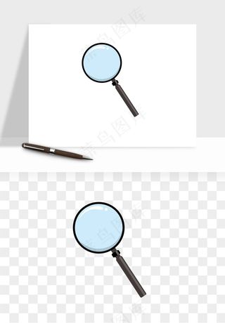 手绘放大镜镜片png免抠