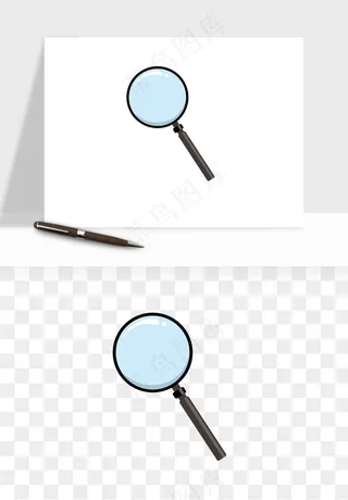 手绘放大镜镜片png免抠