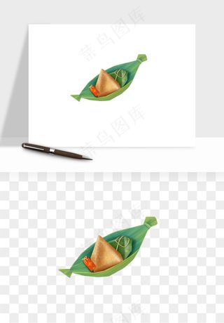 国潮粽子手绘肉粽png免抠