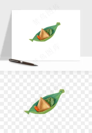 国潮粽子手绘肉粽png免抠
