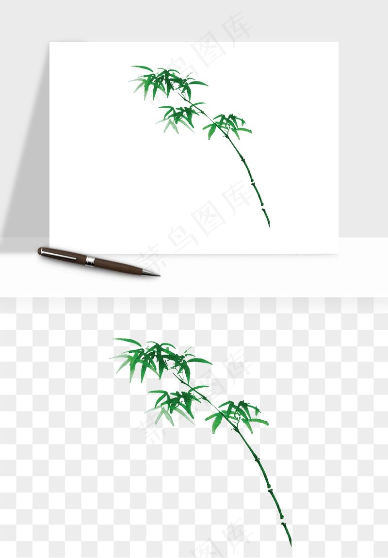 手绘竹子竹叶png免抠