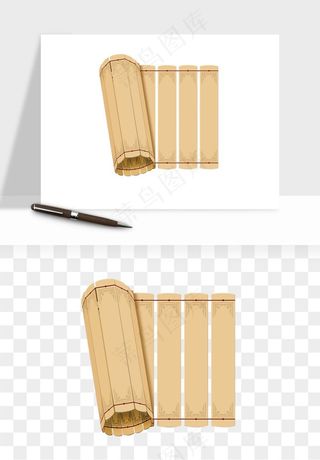 古风竹简卷轴书籍png免抠