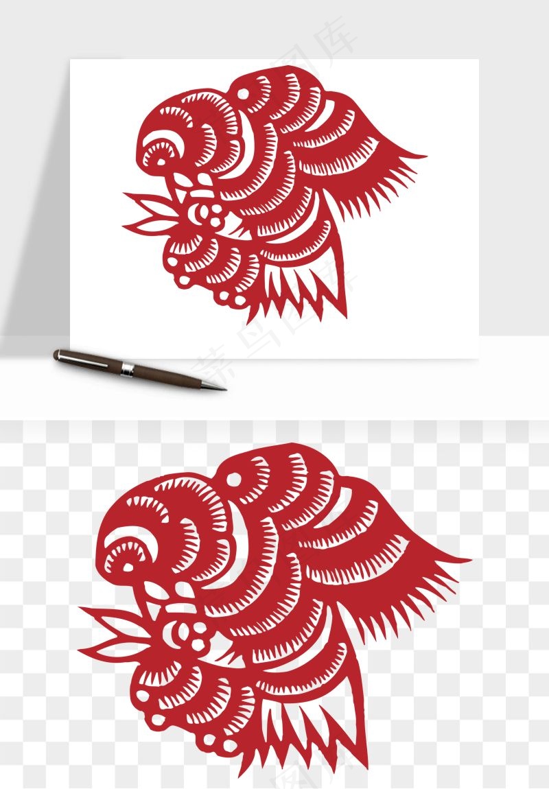 传统花鸟动物剪纸png免抠