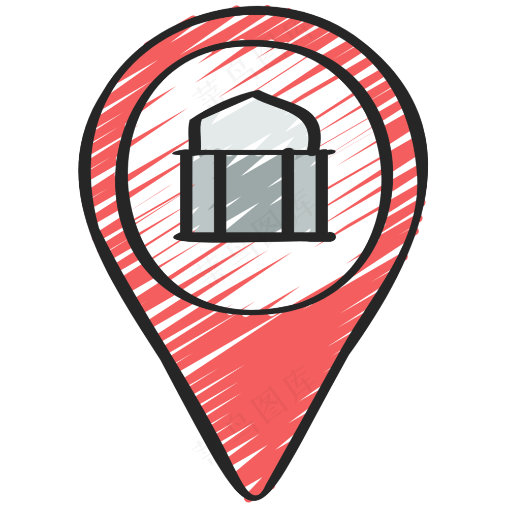 银行地点图标 铅笔手绘图标icon
