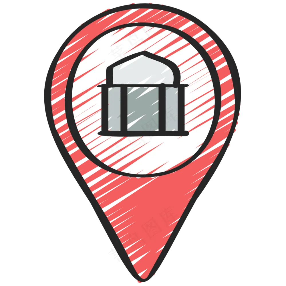 银行地点图标 铅笔手绘图标icon