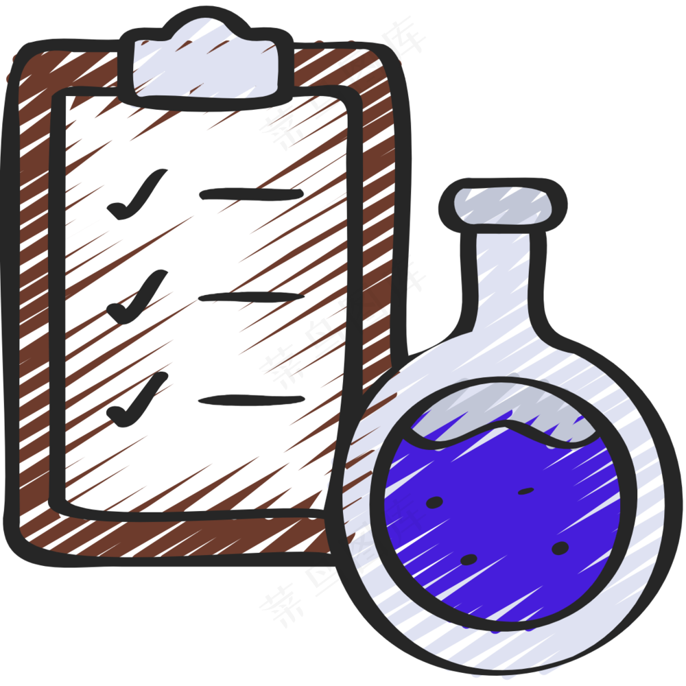 锥形瓶 实验结果 铅笔手绘图标icon
