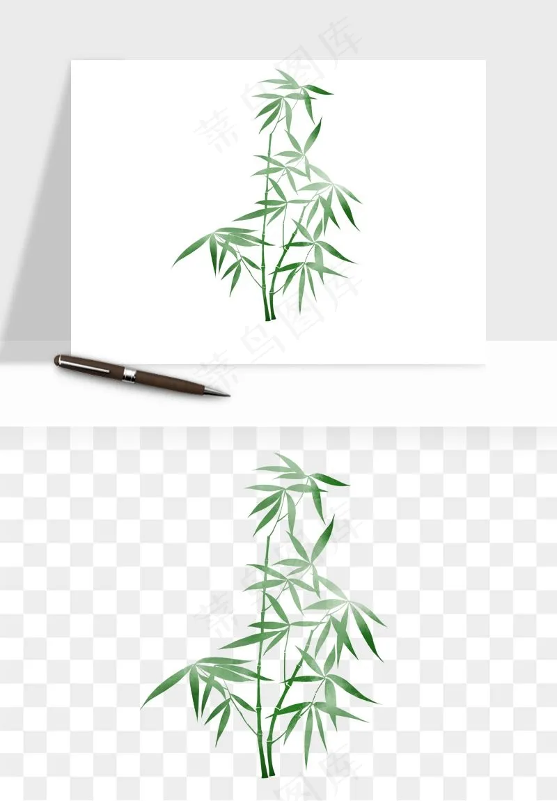 手绘竹子竹叶png免抠