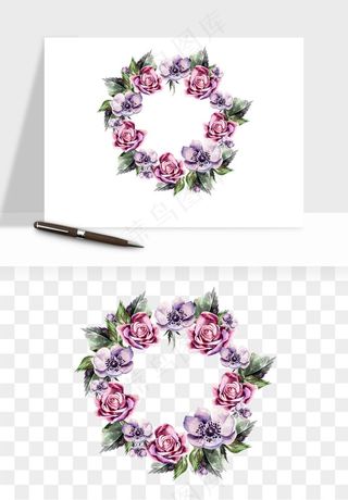 水彩复古花卉png免抠